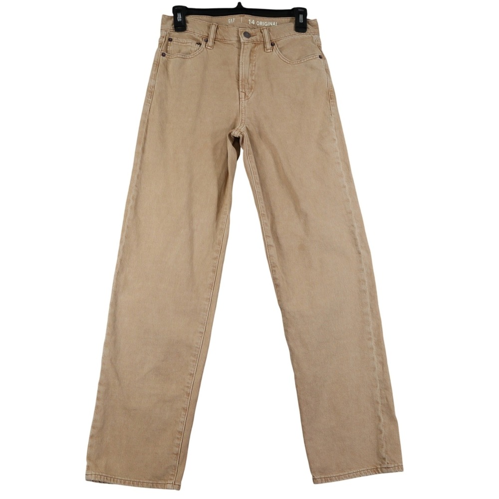 Gap‎ Teen Original Jeans Kids 14 Tan Khaki Straight Leg School Casual Pockets